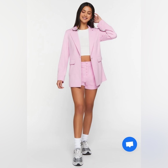 Forever 21 Pink Suit Blazer Short Matching Set Small S Medium M Barbie - Picture 6 of 10